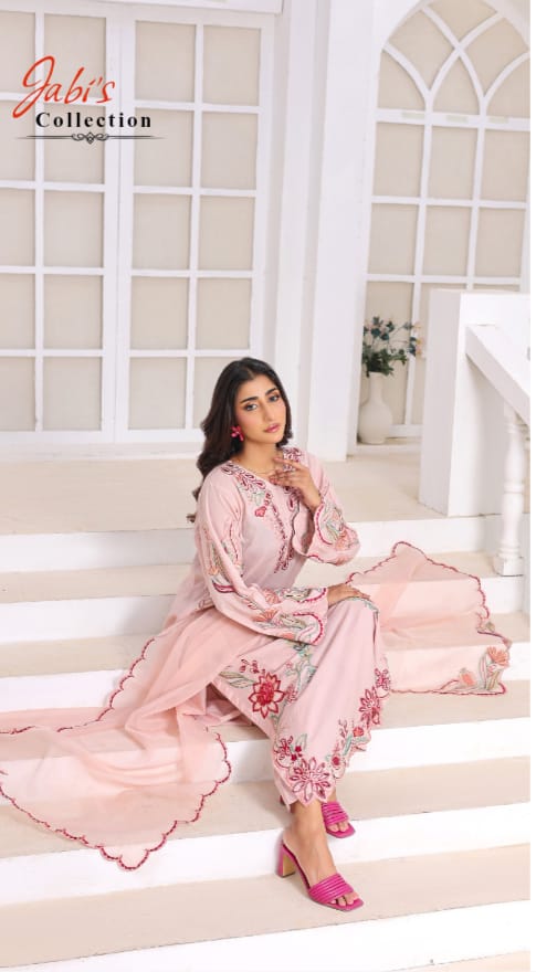 Premium Blush Pink Embroidered 3-Piece Lawn Suit