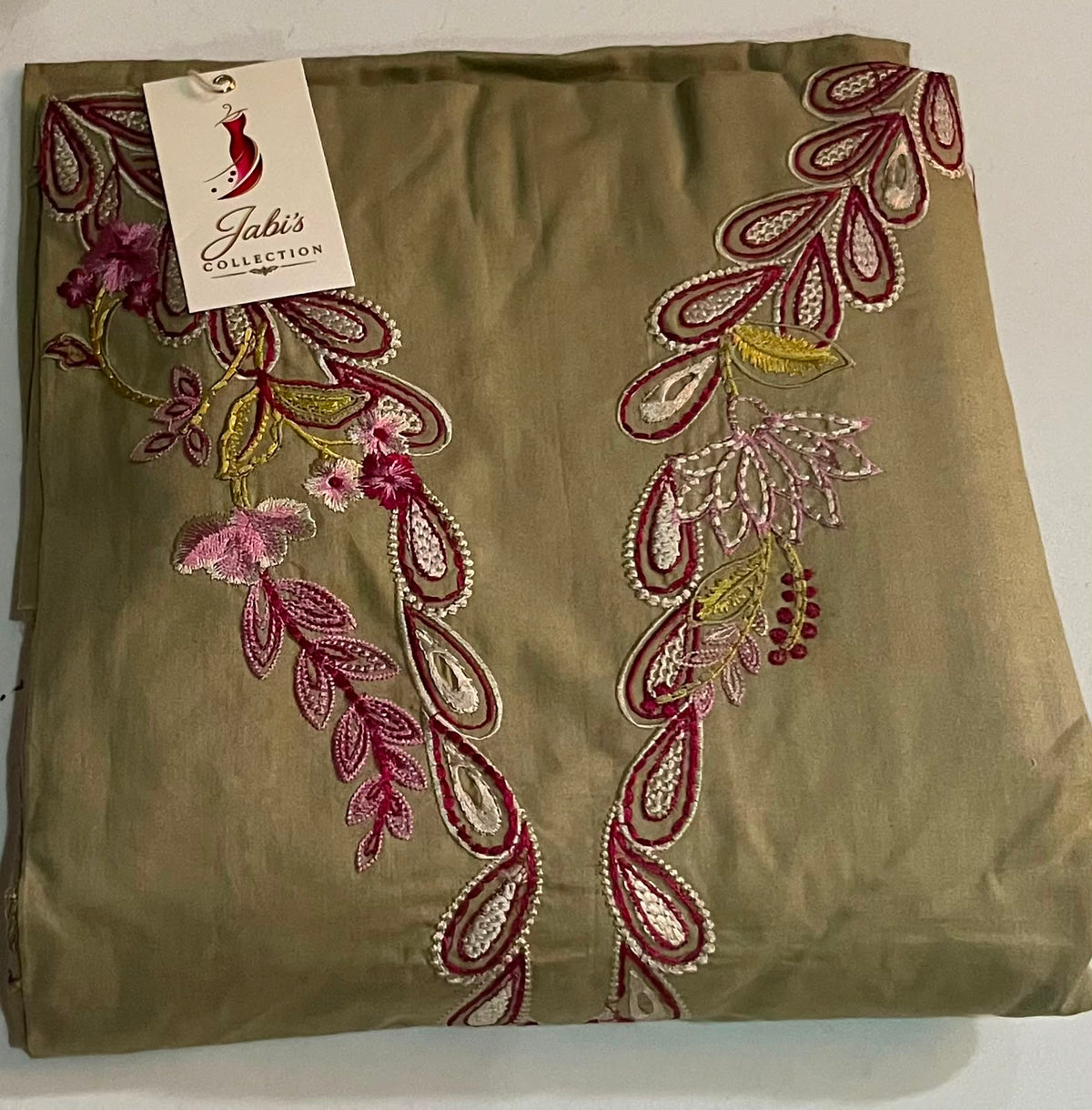 Olive Bloom Embroidered Unstitched Suit