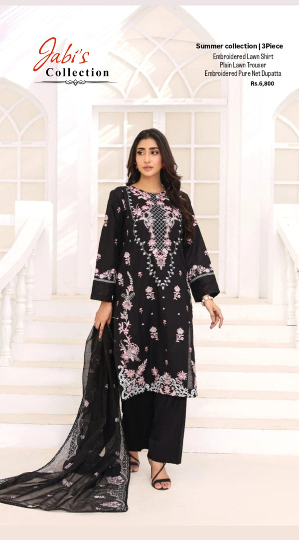 Luxury Black Embroidered 3-Piece Suit
